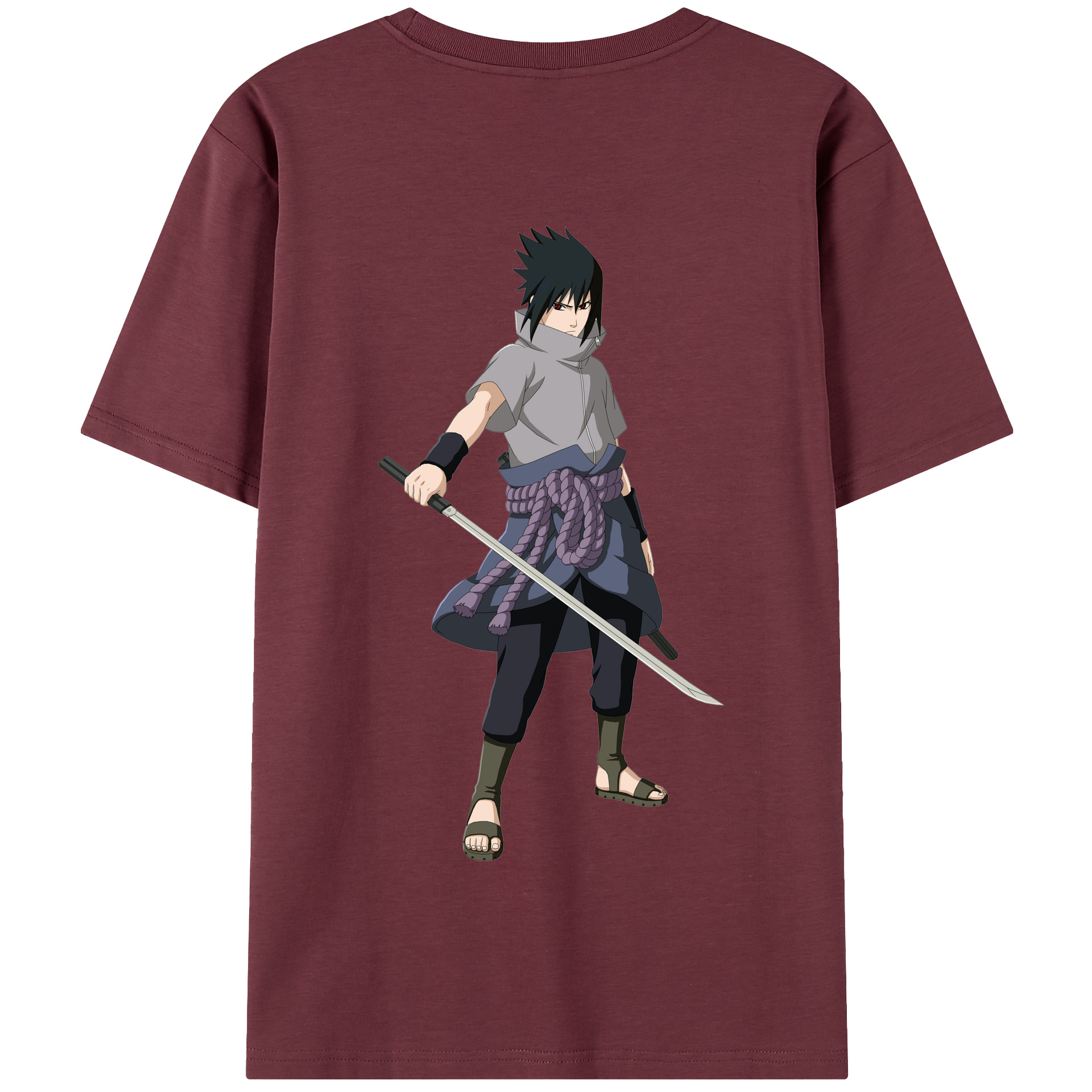 （画像用） NARUTO -ナルト- うちは サスケ Uchiha Sasuke 綿100％半袖Tシャツ（背面プリント）